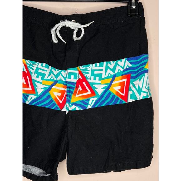 Vintage 80s 90s HOBIE Mens Geometric Board Shorts Swim Trunks Size 33 - Picture 3 of 10